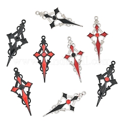16 Stück 8 Farben Legierung Strass Kreuz Anhänger&nbsp;ENAM-YW0008-03