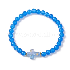 Pulseras elásticas de cuentas de jade de Malasia naturales y teñidas para mujer&nbsp;BJEW-JB13272