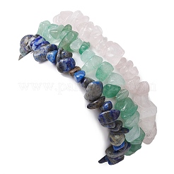 3 pz 3 stili di braccialetti elastici in avventurina verde naturale e quarzo rosa e lapislazzuli&nbsp;BJEW-JB11076-02
