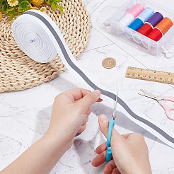 Ruban rayé réfléchissant en polyester de 25 mètre&nbsp;DIY-WR0003-74B