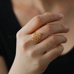 Anello da dito in acciaio inossidabile 304 con nodo cinese cavo per donna&nbsp;LS-RJEW-E073-09G