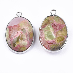 Pendentifs assemblés péridot et quartz rose&nbsp;G-T111-01