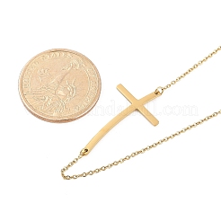 Colliers à chaîne avec pendentif en croix incurvée en acier inoxydable 304 plaqué ionique (IP) pour femmes&nbsp;NJEW-P320-13G