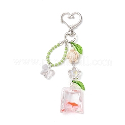 Sac en résine avec poisson rouge et pendentif tortue synthétique turquoise&nbsp;HJEW-JM03054