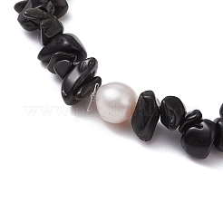 Braccialetti elastici in ossidiana naturale per donna&nbsp;BJEW-JB11343-07