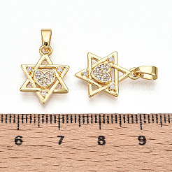 Pendentifs avec zircon cubiques à micro-pavés en laiton&nbsp;KK-T070-60G