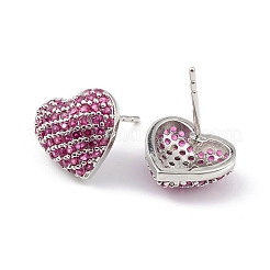 Aretes de circonita cúbica de latón con corazón para mujeres y hombres&nbsp;EJEW-K245-01P