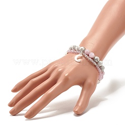 Mehrreihiges Armband mit Mond- und Sternanhänger&nbsp;BJEW-TA00033-03