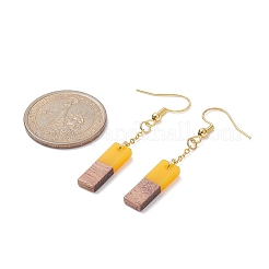 6 par de pendientes colgantes rectangulares de madera de nogal y resina de 6 colores&nbsp;EJEW-JE05252