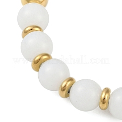 Braccialetti con perline rotonde in acciaio inossidabile 304 e vetro placcato ionico (ip) per le donne&nbsp;BJEW-D046-02G