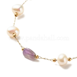 Braccialetto di pietre preziose naturali e perle&nbsp;BJEW-JB08293