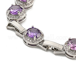 Braccialetti a maglie tonde piatte in ottone placcato a cremagliera con vetro da donna&nbsp;BJEW-H604-02P