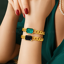 3 Stück 3 Farben Strass Rechteck Gliederarmbänder&nbsp;BJEW-HY0001-27