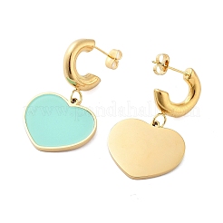 Pendientes de botón de corazón de acero inoxidable 304 con revestimiento iónico (IP)&nbsp;EJEW-A114-11G-01