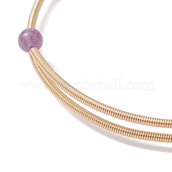 Ensemble de bracelets de manchette perlés ronds de pierres précieuses mélangées naturelles de style 4pcs 4&nbsp;BJEW-JB10112
