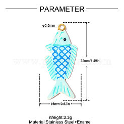 Pendentifs en acier inoxydable 304 avec émail cyan&nbsp;SA-OY003-46G