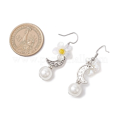 Ohrringe aus Kunststoff mit Blume und Mond&nbsp;EJEW-JE06820