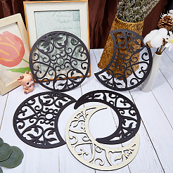 Décor de phase de lune en bois ensemble de décorations murales&nbsp;AJEW-WH0258-790B