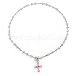Collar con colgante de cruz de flores y rhinestone de aleación de colores para mujer&nbsp;FS-WGB8DA7-02