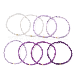 8 pulsera elástica de cuentas de vidrio para mujer&nbsp;BJEW-MZ00270