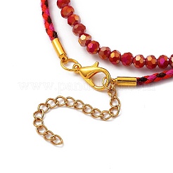 Braccialetti con perline in vetro elasticizzato e set di braccialetti in cordino intrecciato di cotone&nbsp;BJEW-JB05401-01