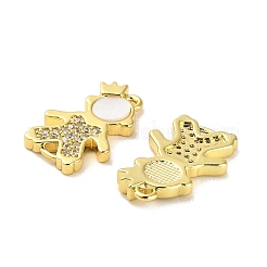 Ciondoli con connettore Prince in ottone con micro pavé di zirconi trasparenti&nbsp;X-KK-K365-15B-G