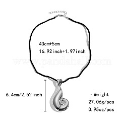 Halskette mit muschelförmigem Anhänger aus einer Legierung und schwarzem Baumwollband für Damen&nbsp;FS-WG38D07-02