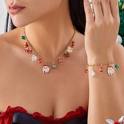 Ensembles de colliers et bracelets à breloques de Noël en alliage&nbsp;FS-WG7A63D-02