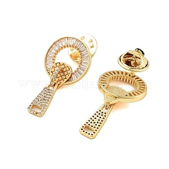 Aretes de corchete de circonita cúbica transparente con micro pavé de latón enchapado en cremallera&nbsp;KK-S379-29G