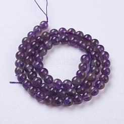Natürlichen Amethyst runde Perlen Stränge&nbsp;G-N0120-11A-6mm