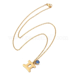 Colliers avec pendentif constellation de pierre de naissance en acier inoxydable 304&nbsp;LS-STAS-D305-08G-C