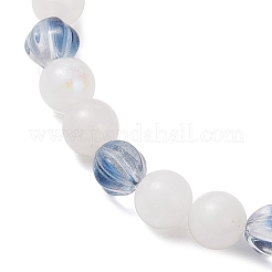 Bracelets extensibles en perles de pierre de lune blanche naturelle électrolytique pour femmes&nbsp;BJEW-JB12159-02
