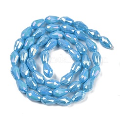 Brins de perles de verre galvanisées de couleur unie opaque&nbsp;EGLA-N013-P8mm-B10