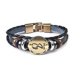 Bracciali multi-filo a tre fili in pelle intrecciata&nbsp;BJEW-L616-20C