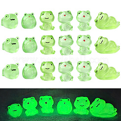 30 Stück 6 Stile leuchtende Harzfrosch-Display-Dekoration&nbsp;DJEW-CJ0001-14
