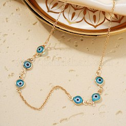 Collares de cadena de eslabones de latón con forma de ojo malvado para mujer&nbsp;RT5730-1