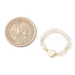Verstellbare Fingerringe mit natürlichen Süßwasserzuchtperlen für Damen&nbsp;RJEW-JR00994