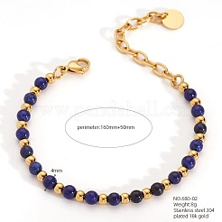Armbänder aus natürlichen Lapislazuli-Perlen im Bohème-Stil für Damen&nbsp;JU9810-3