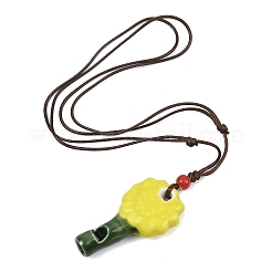 Collares ajustables de porcelana con colgante de girasol y silbato&nbsp;FB-CBA68CE-01B