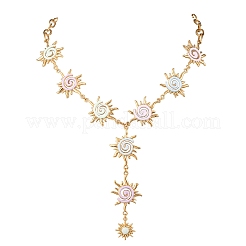 Collar largo con borla de eslabón solar esmaltado de acero inoxidable 304 para mujer&nbsp;NJEW-T021-01G