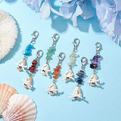 Décoration pendentif en coquillage cauris de crabe et perles de verre&nbsp;HJEW-MZ00098