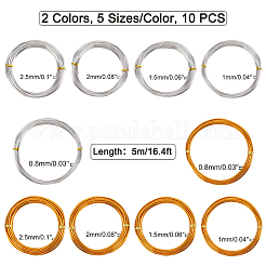 10 rouleau de fil d'aluminium rond de 2 couleurs et 5 tailles&nbsp;AW-GA0001-04