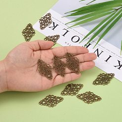Tibetischen Stil Legierung Raute filigranen Tischlerei Verbinder&nbsp;TIBE-5377-AB-FF