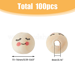 100 pièce de perles européennes en bois naturel&nbsp;WOOD-DC0001-09