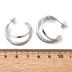 Pendientes de acero inoxidable 201 con forma de triple C&nbsp;EJEW-Z151-09P