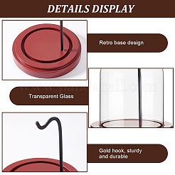 Pantalla de vidrio transparente con soporte de exhibición de reloj con base de madera&nbsp;ODIS-WH0038-138