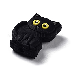 Schwarze Katzen-Silikonperlen&nbsp;SIL-R014-03