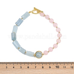 Bracelets en pierres naturelles mélangées avec perles rondes et prismes en laiton pour femmes&nbsp;BJEW-G752-01G