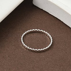 925 Sterlingsilber-Fingerring mit flachen Perlen für Damen&nbsp;RJEW-NH0002-01B-S