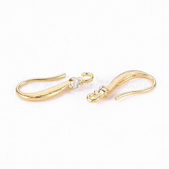 Messing Micro Pave klare Zirkonia Ohrring Haken&nbsp;ZIRC-S068-005-NF